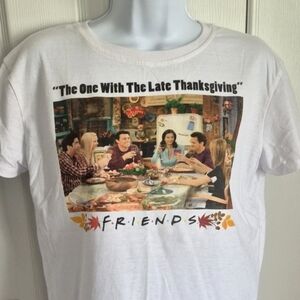 Friends The One With The Late Thanksgiving Fall White Tee Shirt Womens XS‎